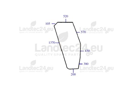 Door glass LH, curved, not tinted, suitable for CNH 5124414, Fiat